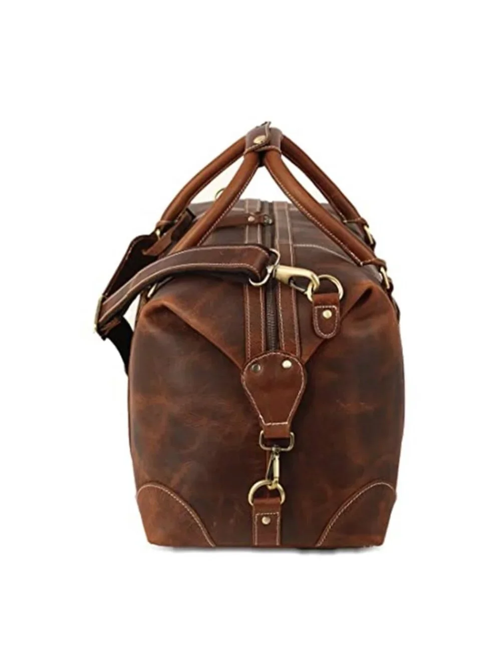 Unisex Leather Travel Duffle Bag Overnight Weekend Duffel Bag
